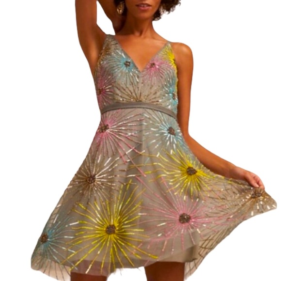 BHLDN x Anthropologie Sparkler 2/XS Embellished Beaded Mini Cocktail Semi-Formal - Picture 2 of 8